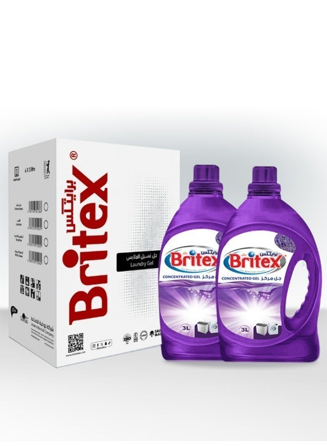 برايتكس منظف جل سائل من بريتكس (لافندر)، لجميع الغسالاتBritex Liquid Gel Detergent (Lavender), For All Washing Machines, Twice Powerful than washing Powder, For Perfect Cleanliness an، قوي مرتين من مسحوق الغسيل، لنظافة مثالية وانتعاش يدوم طويلا (علبة من قطعتين) - Image 1